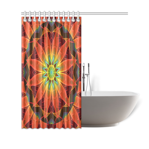 Radiance and Light, Orange Brown Awakening Shower Curtain 69"x70"