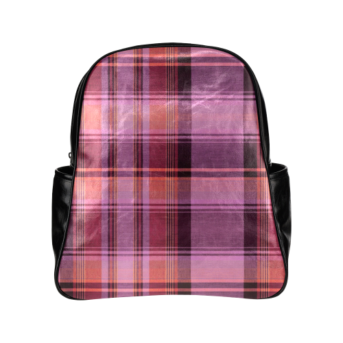 PINK PLAID Multi-Pockets Backpack (Model 1636)