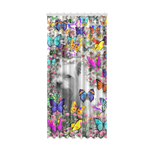 Violet in Butterflies Westie White Terrier Dog Window Curtain 52" x 108"(One Piece)