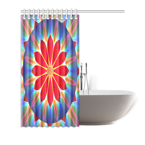 Blue Ice Flowers Red Abstract Modern Petals Zen Shower Curtain 72"x72"