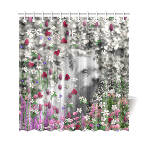 Violet in Flowers West Highland White Terrier Dog Shower Curtain 69"x72"