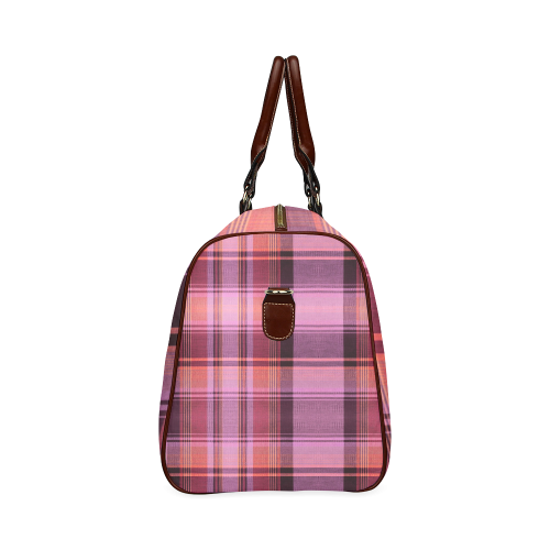 PINK PLAID Waterproof Travel Bag/Large (Model 1639)