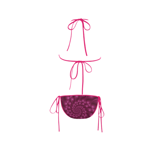 Glossy Grape Pink Fractal Spiral Custom Bikini Swimsuit