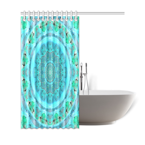 Teal Cyan Ocean Abstract Modern Lace Lattice Shower Curtain 69"x72"