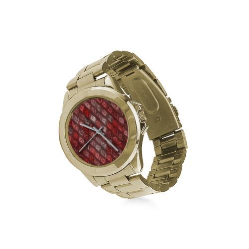 rhombus, diamond patterned red Custom Gilt Watch(Model 101)