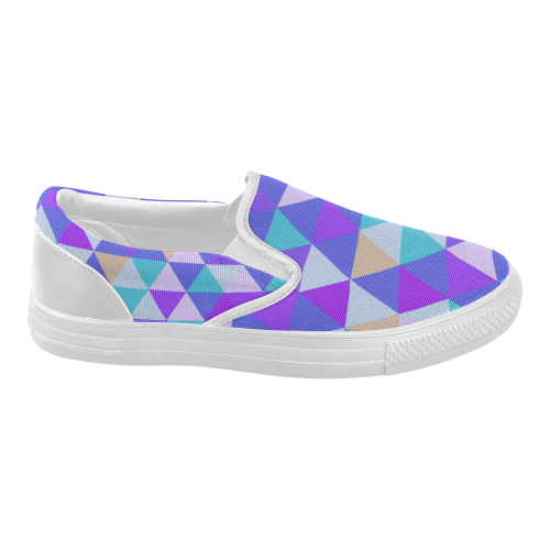 Purple Geometric Triangle Pattern Women's Slip-on Canvas Shoes (Model 019)