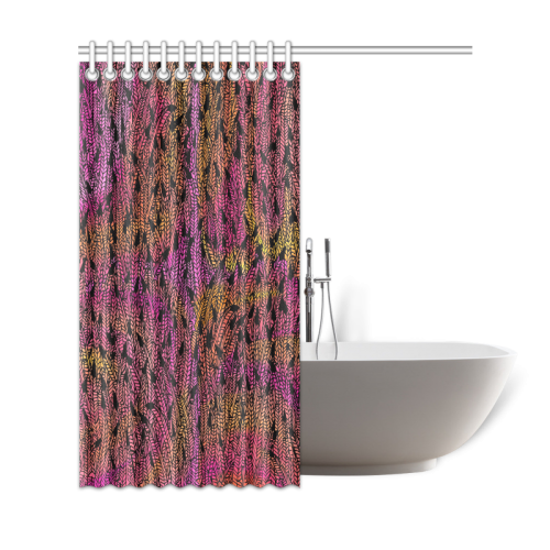 pink yellow black feather pattern Shower Curtain 69"x72"