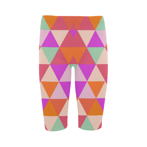 Orange Geometric Triangle Pattern Hestia Cropped Leggings (Model L03)