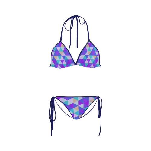 Purple Geometric Triangle Pattern Custom Bikini Swimsuit