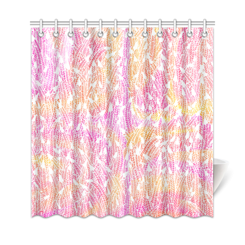 pink yellow white feather pattern Shower Curtain 69"x72"