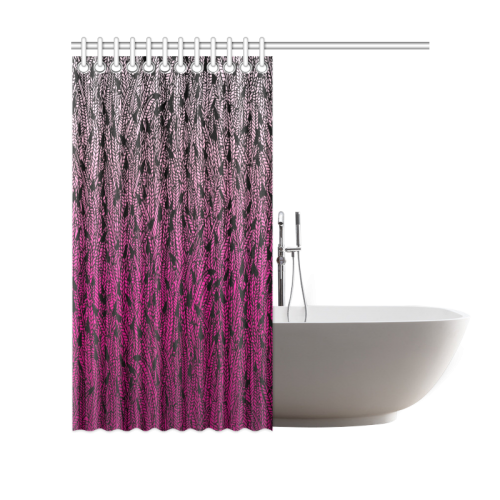 pink ombre feathers pattern black Shower Curtain 69"x70"