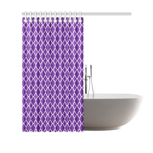 royal purple white quatrefoil classic pattern Shower Curtain 69"x70"