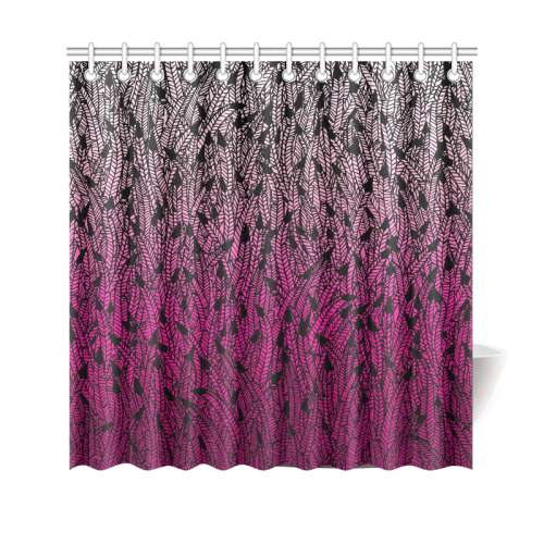 pink ombre feathers pattern black Shower Curtain 69"x70"