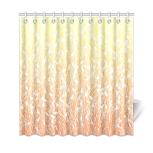 yellow orange ombre feather pattern white Shower Curtain 69"x72"