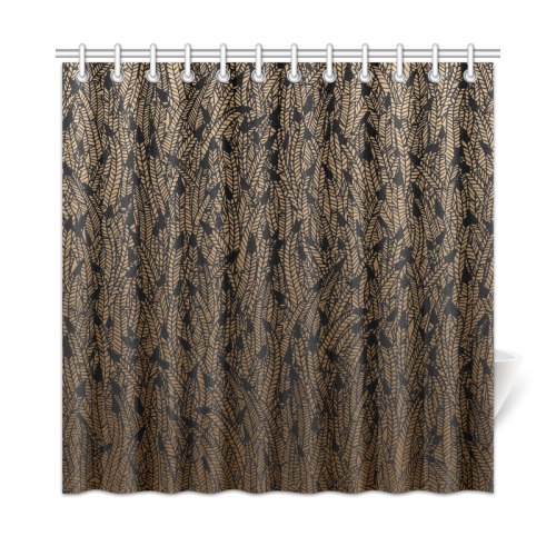 brown ombre feathers pattern black Shower Curtain 72"x72"