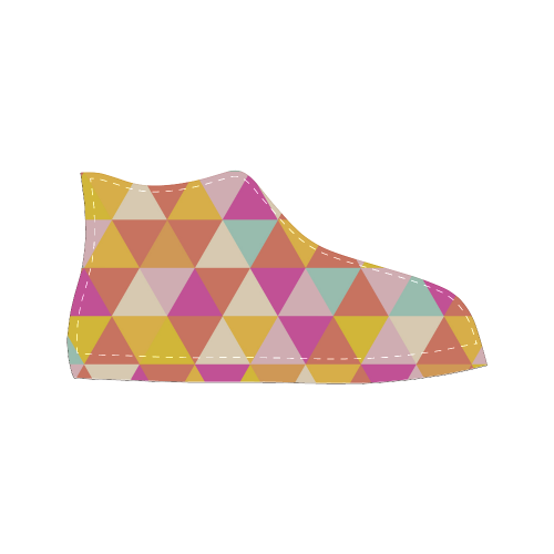 Yellow Geometric Triangle Pattern Women's Classic High Top Canvas Shoes (Model 017)