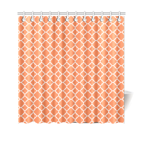 orange white quatrefoil classic pattern Shower Curtain 69"x70"