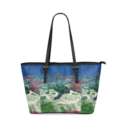 Sea Turtle Leather Tote Bag/Large (Model 1640)