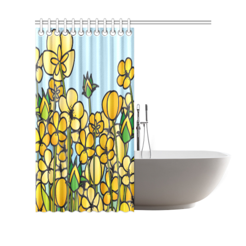 buttercup flower field yellow floral arrangement Shower Curtain 69"x70"