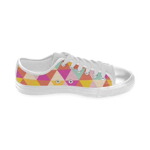 Yellow Geometric Triangle Pattern Women's Classic Canvas Shoes (Model 018)