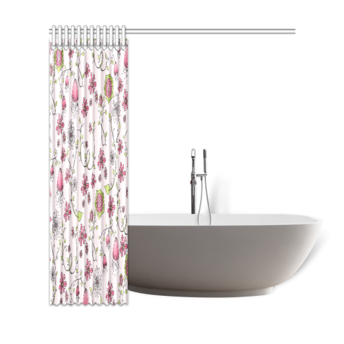 pink fantasy doodle flower pattern Shower Curtain 69"x72"