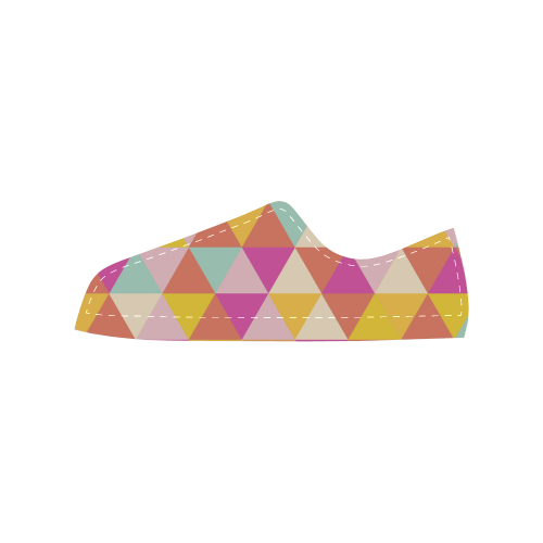 Yellow Geometric Triangle Pattern Women's Classic Canvas Shoes (Model 018)