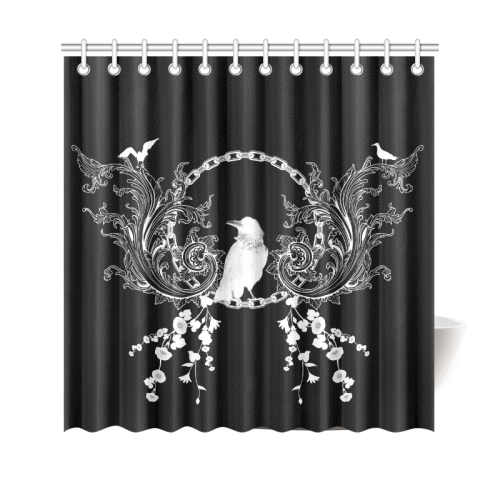 Crow in black and white Shower Curtain 69"x70"