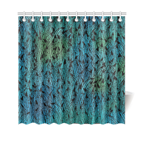 blue black feather pattern Shower Curtain 69"x70"