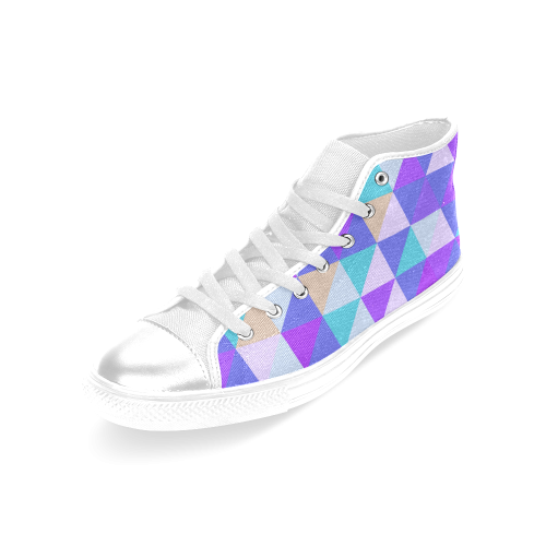 Purple Geometric Triangle Pattern Women's Classic High Top Canvas Shoes (Model 017)