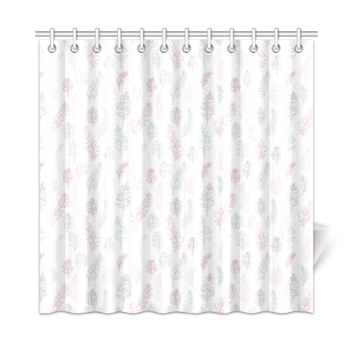 soft pink blue whimsical feather leaves pattern Shower Curtain 72"x72"