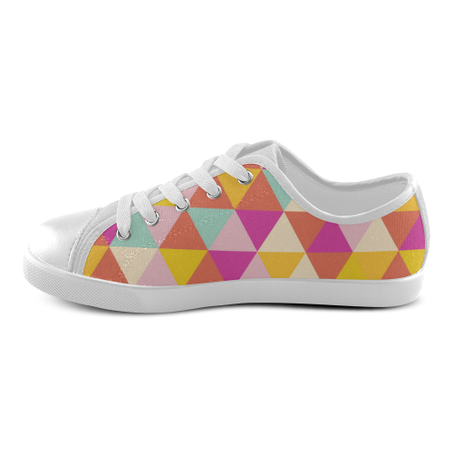 Yellow Geometric Triangle Pattern Canvas Kid's Shoes (Model 016)