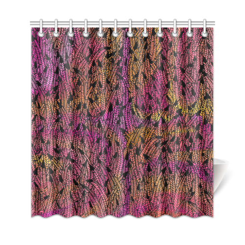 pink yellow black feather pattern Shower Curtain 69"x72"