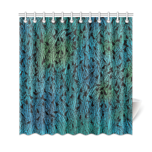 blue black feather pattern Shower Curtain 69"x72"