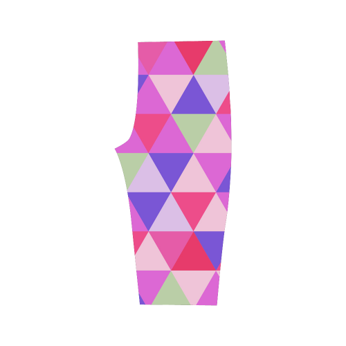 Pink Geometric Triangle Pattern Hestia Cropped Leggings (Model L03)