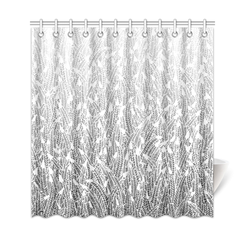 grey ombre feathers pattern white Shower Curtain 69"x72"