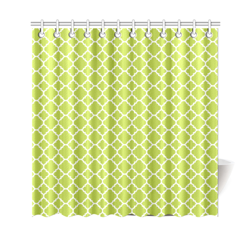 spring green white quatrefoil classic pattern Shower Curtain 69"x70"