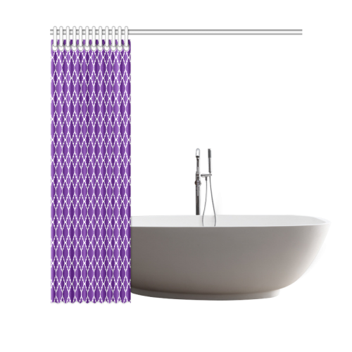 royal purple white quatrefoil classic pattern Shower Curtain 69"x70"