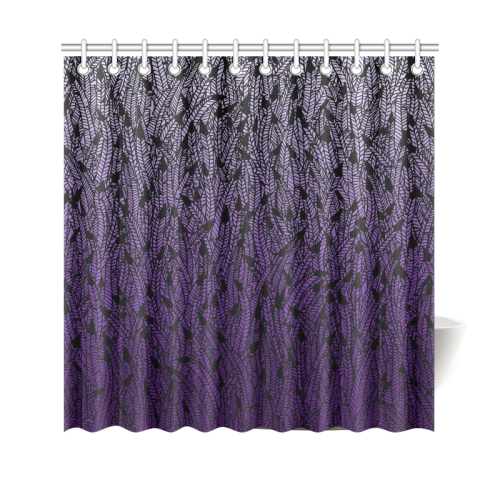 purple ombre feathers pattern black Shower Curtain 69"x70"