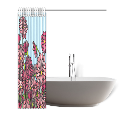 chrysantenum flower field pink floral Shower Curtain 72"x72"