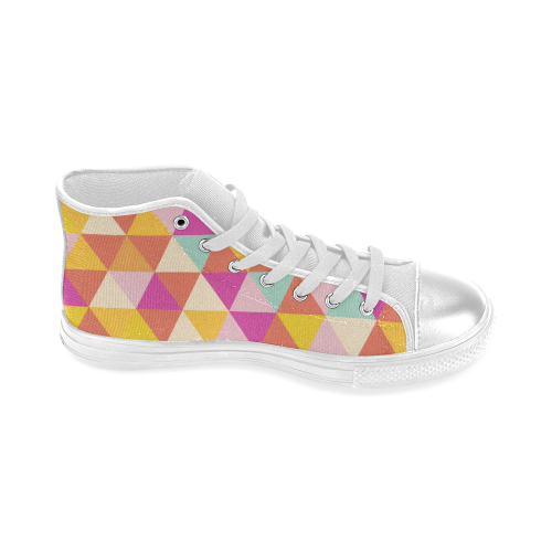 Yellow Geometric Triangle Pattern Women's Classic High Top Canvas Shoes (Model 017)