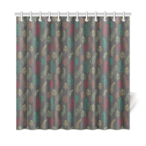 green orange red feather leaves on grey Shower Curtain 72"x72"