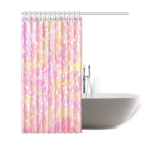 pink yellow white feather pattern Shower Curtain 69"x72"
