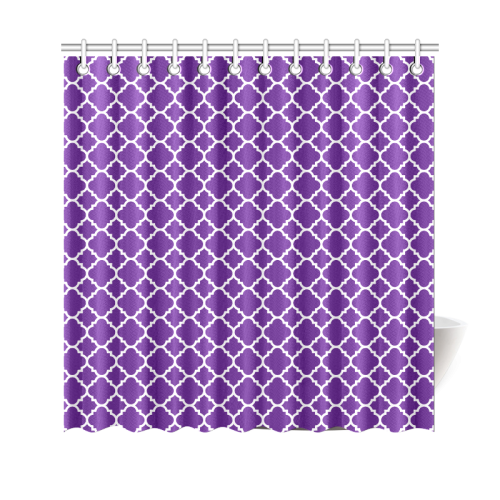 royal purple white quatrefoil classic pattern Shower Curtain 69"x70"