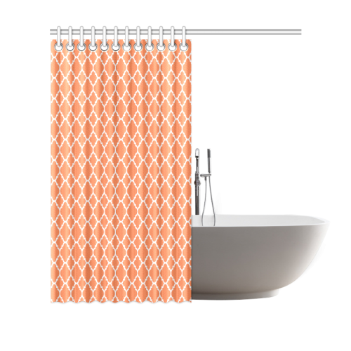 orange white quatrefoil classic pattern Shower Curtain 69"x70"