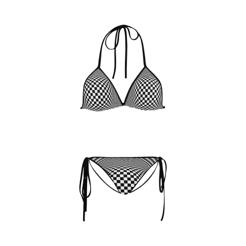 Optical Illusion Checkers Chequers Custom Bikini Swimsuit ID D170678