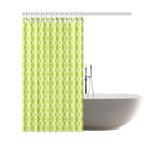 spring green white quatrefoil classic pattern Shower Curtain 69"x70"