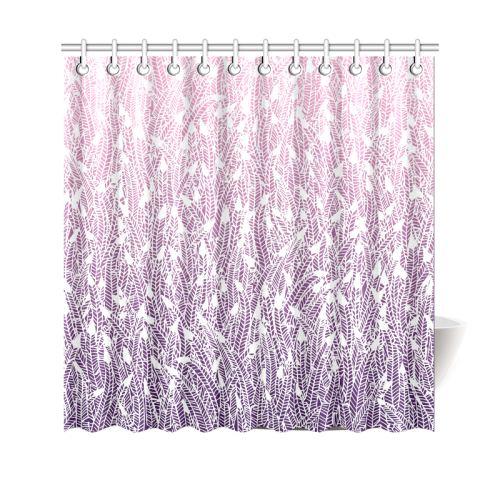 pink purple ombre feather pattern white Shower Curtain 69"x70"