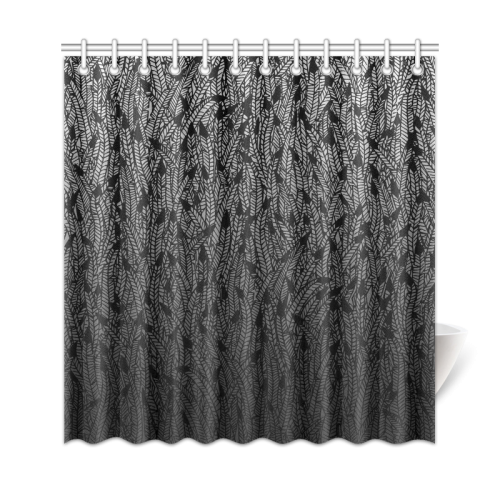 grey ombre feathers pattern black Shower Curtain 69"x72"