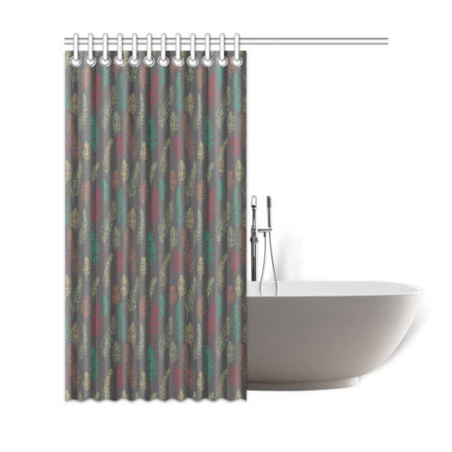 green orange red feather leaves on grey Shower Curtain 69"x72"