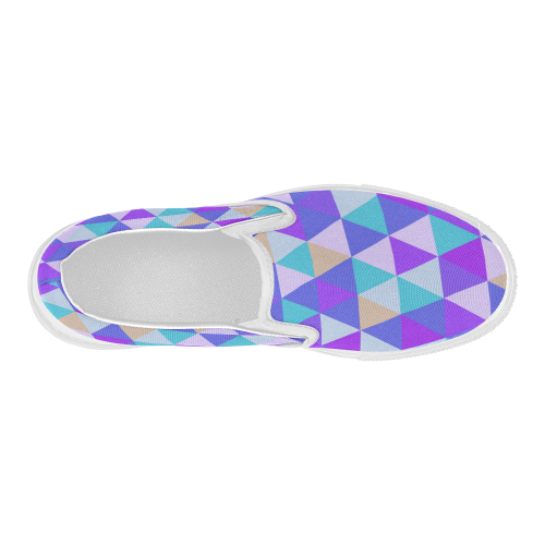 Purple Geometric Triangle Pattern Women's Slip-on Canvas Shoes (Model 019)